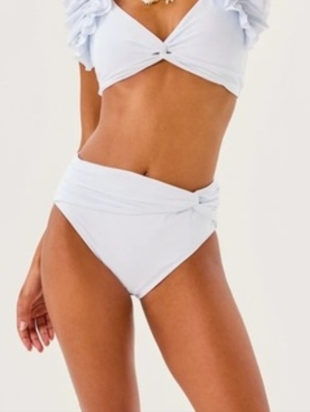 Lilly Pulitzer Yarrow White High-Waist Bikini Bottoms w/Twist Waist- NWT S